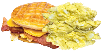 WAFFLE EGGS & PORK BACON